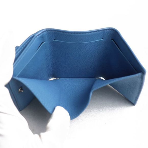 Louis Vuitton Portefeuille Lock Calf Leather Blue Mini LV Wallet Handbag - Picture 4 of 5